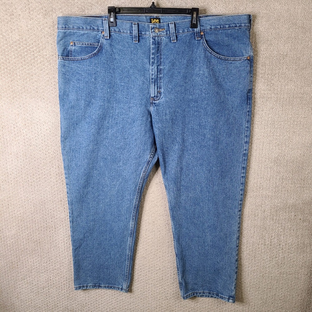 Lee‎ Jeans Mens 52x30 Blue Regular Fit Medium Wash Denim Cotton Casual Essential